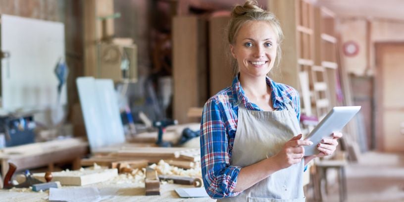Woman woodworking